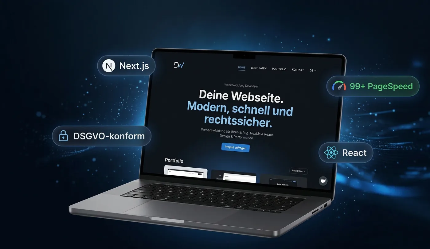Xantix Webdesign im MacBook – Next.js, React, DSGVO-konform