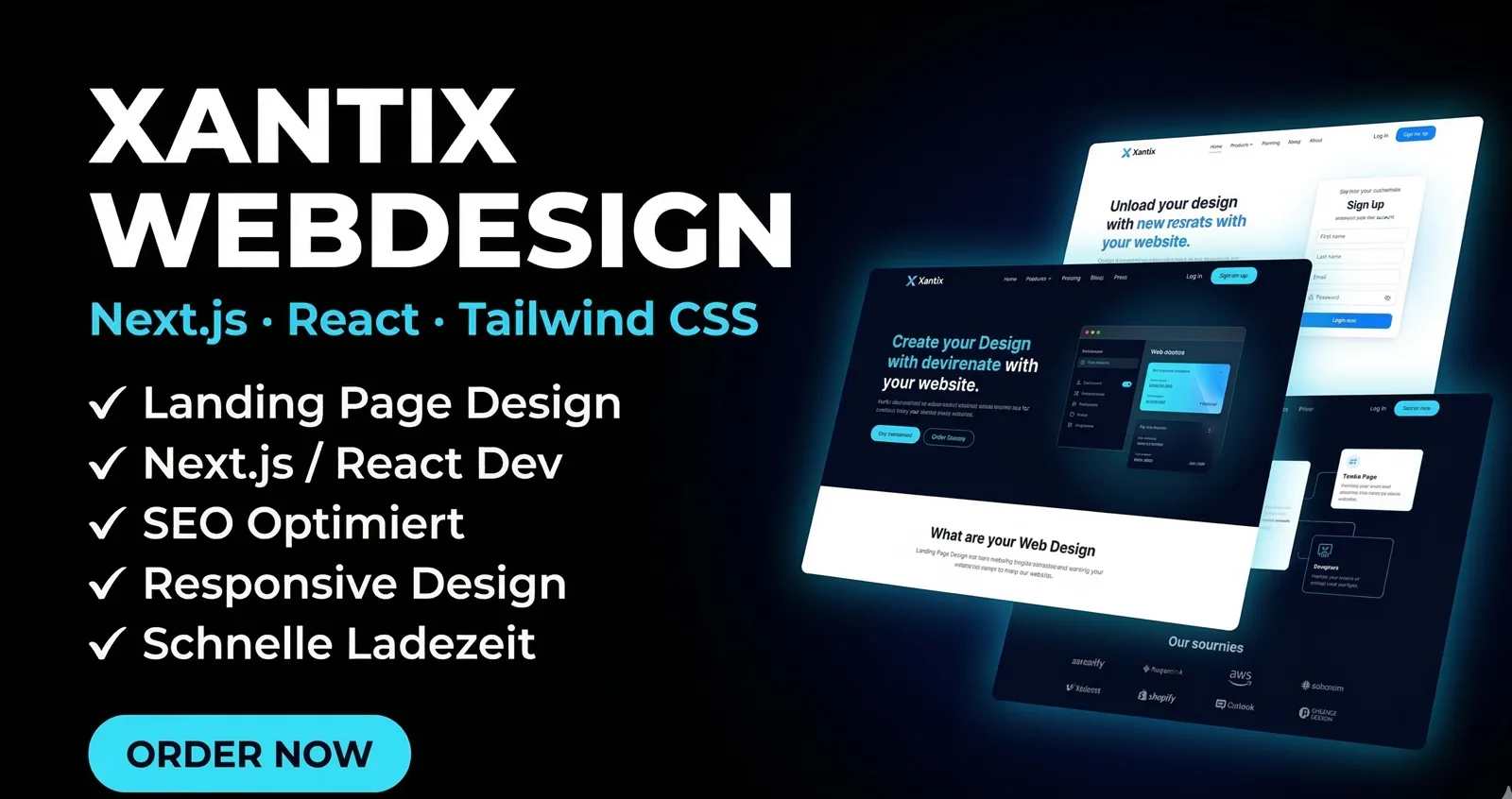 Xantix Webdesign – Landing Page, Next.js, SEO, Responsive, schnelle Ladezeit